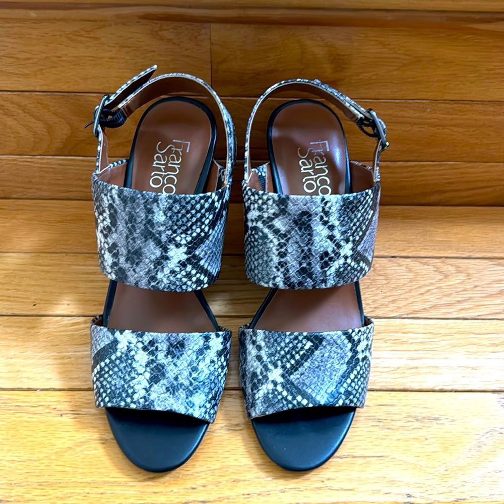 Franco Sarto Snakeskin Print Broad Straps Sandals Size 8.5 M